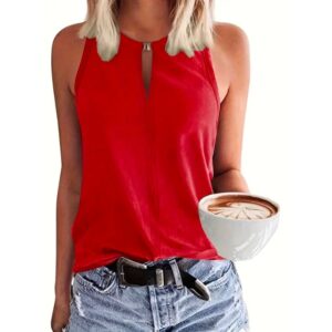 Red Sleeveless Solid Tank Top 1